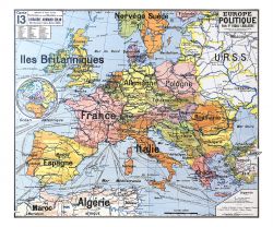 Carte Vidal Lablache 13 - EUROPE POLITIQUE - 120 x 100 cm (reproduction ancienne carte scolaire)