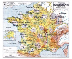 Carte Vidal Lablache 4 - FRANCE DEPARTEMENTS - 120 x 100 cm (reproduction ancienne carte scolaire)